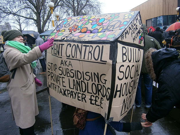 March For Homes protest over the London housing crisis, central London, 31st, January 2015