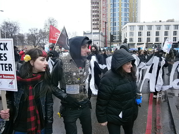 March For Homes protest over the London housing crisis, central London, 31st, January 2015