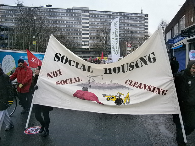 March For Homes protest over the London housing crisis, central London, 31st, January 2015