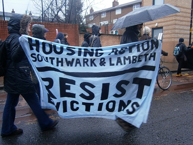 March For Homes protest over the London housing crisis, central London, 31st, January 2015