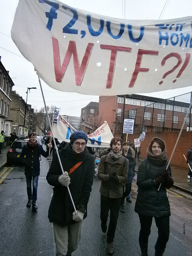 March For Homes protest over the London housing crisis, central London, 31st, January 2015