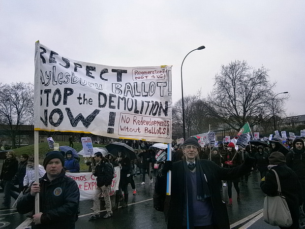 March For Homes protest over the London housing crisis, central London, 31st, January 2015