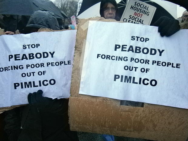 March For Homes protest over the London housing crisis, central London, 31st, January 2015