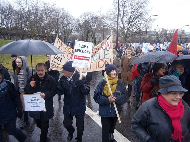 March For Homes protest over the London housing crisis, central London, 31st, January 2015