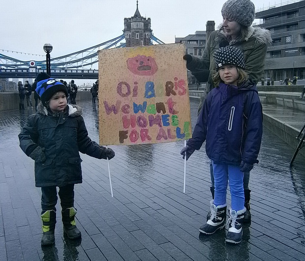 March For Homes protest over the London housing crisis, central London, 31st, January 2015