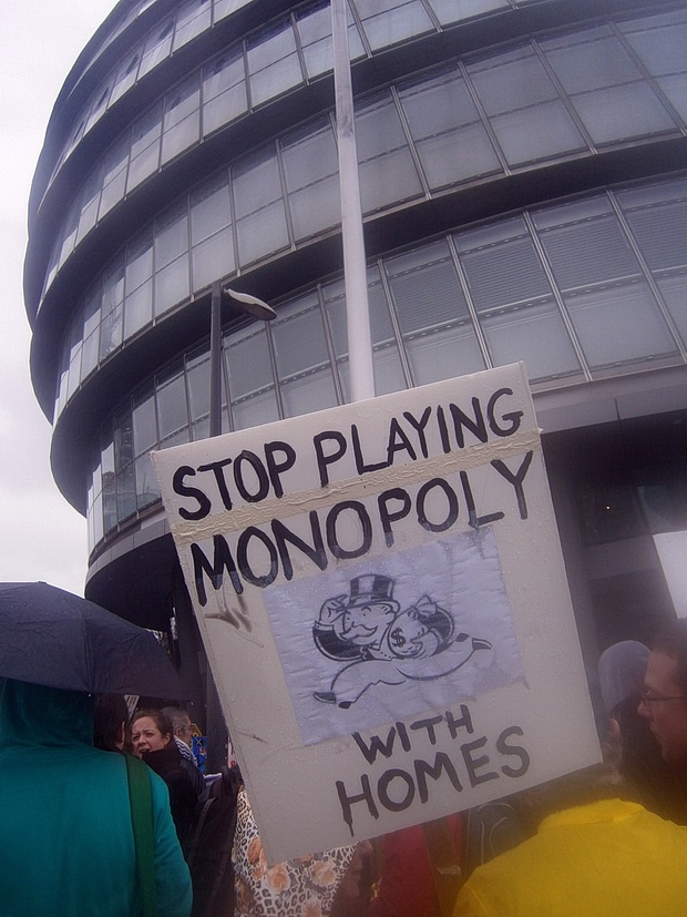 March For Homes protest over the London housing crisis, central London, 31st, January 2015