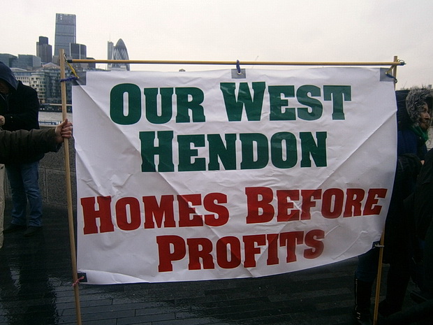 March For Homes protest over the London housing crisis, central London, 31st, January 2015