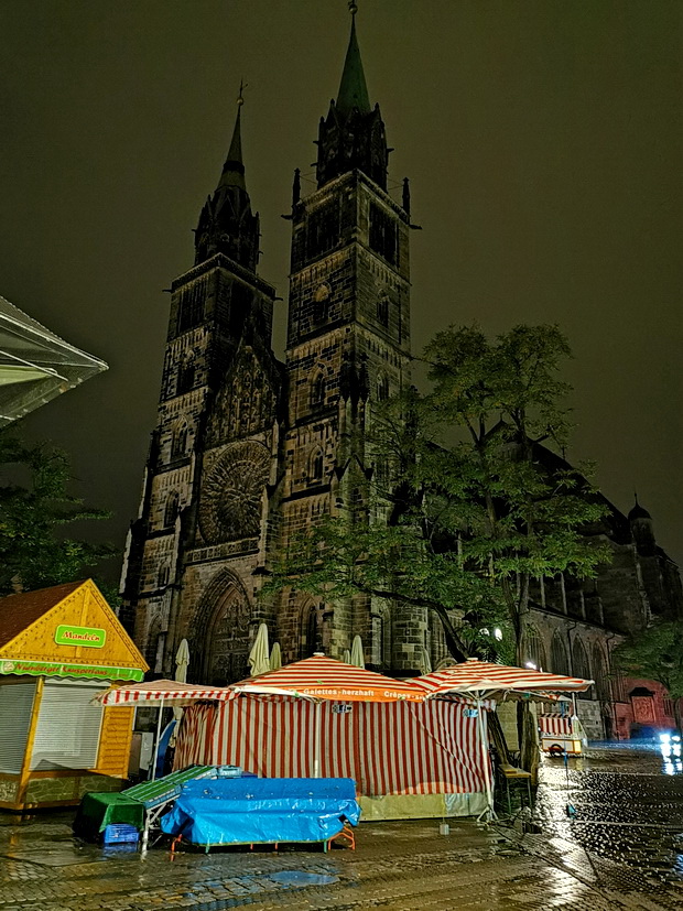 Night rain in Nuremberg, Bavaria, Germany, autumn 2019