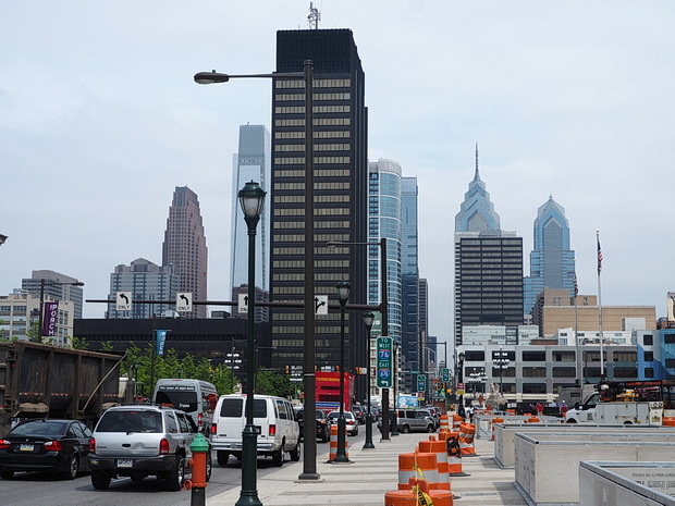 Philadelphia photos - street signs, railroad station, old cars and cityscapes