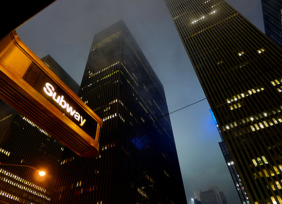 A rainy night in Manhattan, New York