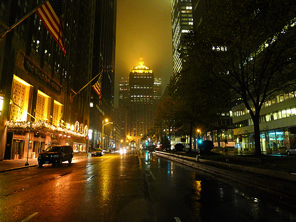 A rainy night in Manhattan, New York