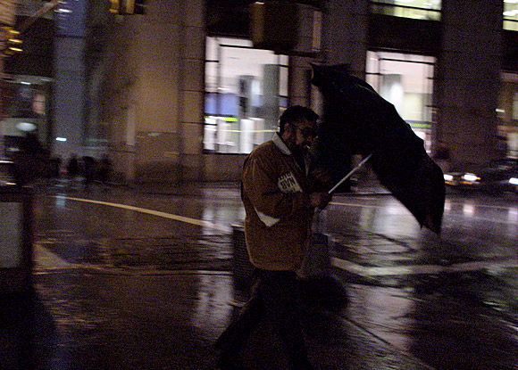 A rainy night in Manhattan, New York