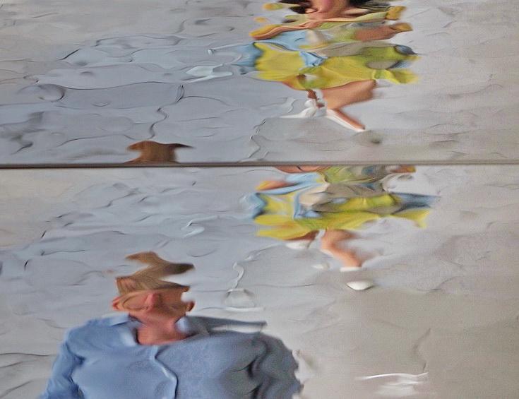 Oxford Street Reflections - abstract human shapes on a mirrored roof