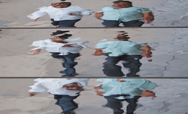 Oxford Street Reflections - abstract human shapes on a mirrored roof