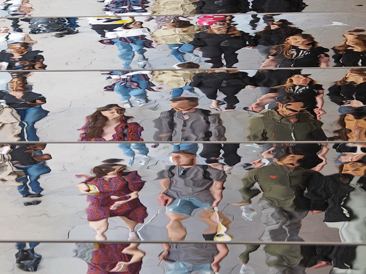 Oxford Street Reflections - abstract human shapes on a mirrored roof