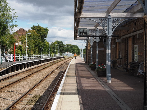 Photos of Saxmundham railway station and the closed Railway Pub, East Suffolk, England, August 2014