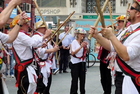 Morris Dancers at Oxford Circus on St George's Day