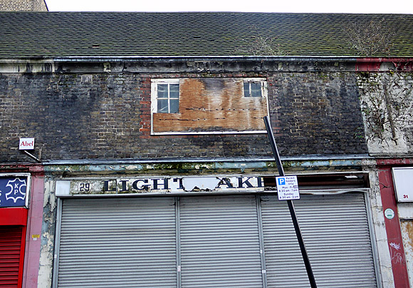 Derelict shops, Toynbee Street, Spitalfields, London E1