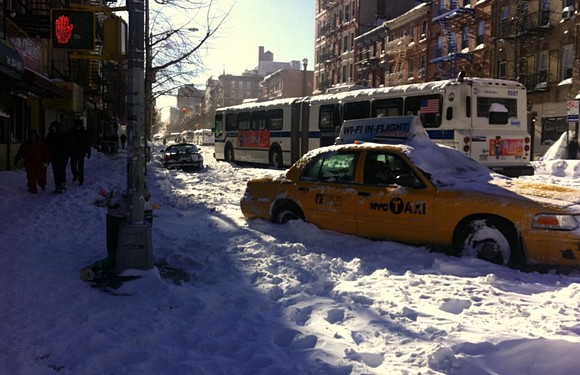 Avenue A freeze out as the snow brings the streets to a halt in New York