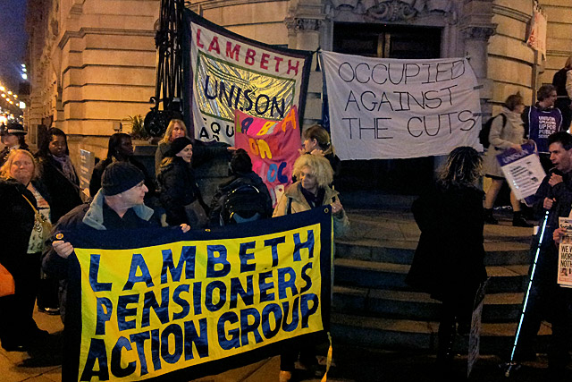 Against the Cuts! Protest outside Lambeth Town Hall