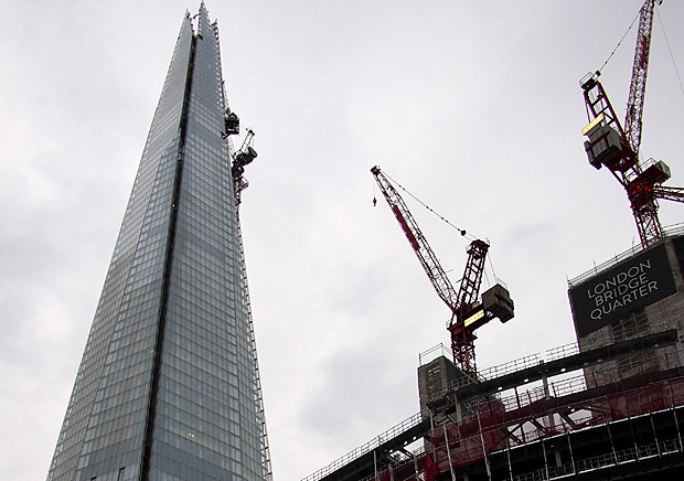 The Shard and London Bridge Quarter in the April gloom