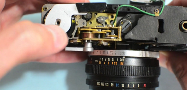 Gaze at the beautiful interior workings of an Olympus 35RD