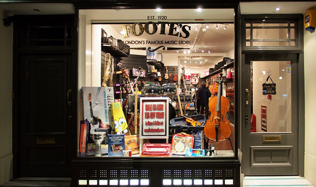 Footes drum and music store reopens in Store Street, central London