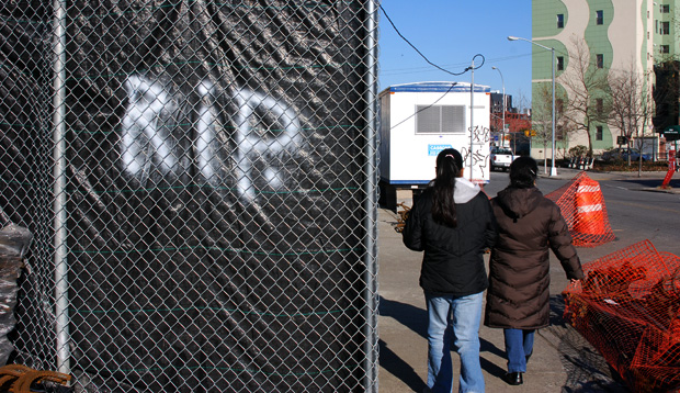 Anti-gentrification graffiti in Williamsburg, New York
