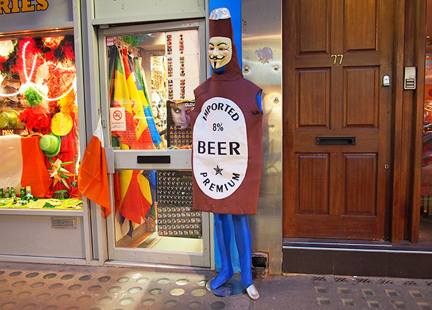 The Anonymous beer bottle, Soho, London