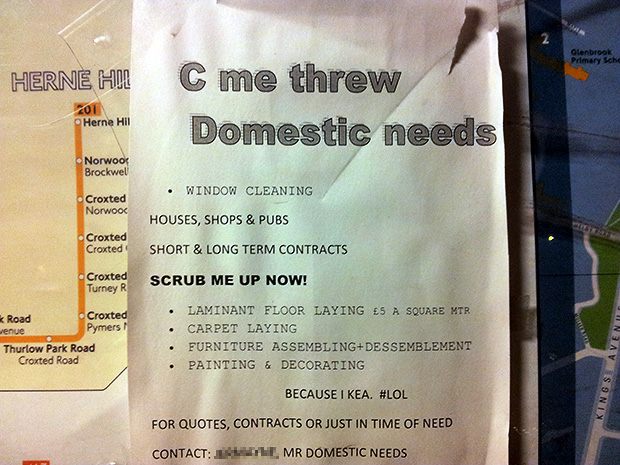 Brixton handyman looks for work with unique poster