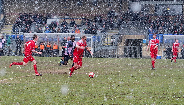 Dulwich Hamlet push for promotion with snow-battered win over Whitstable