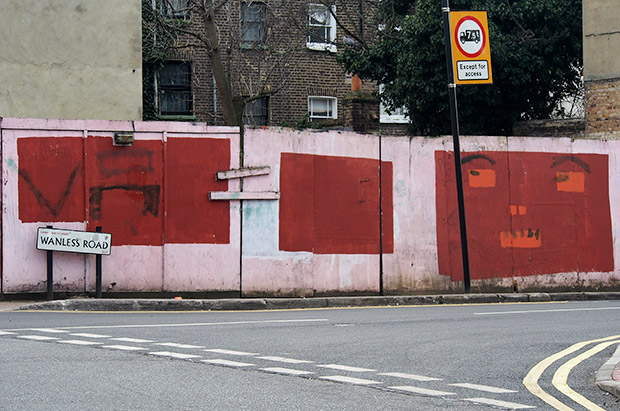 The inquisitive hoarding, Wanless Road, Loughborough Junction
