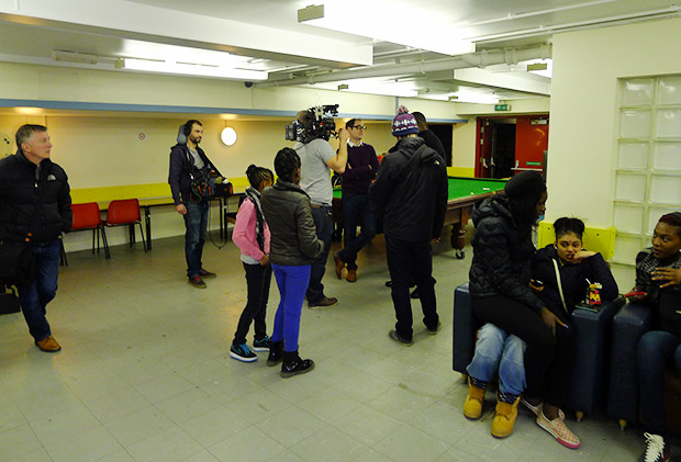 Channel 4 filming at Southwyck House, Brixton