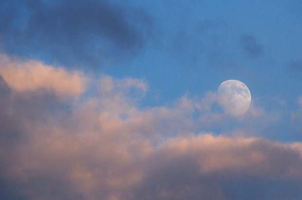Moon in the evening sky over London