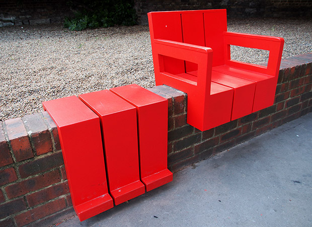 Aldgate Experiments and the red temporary wall seats