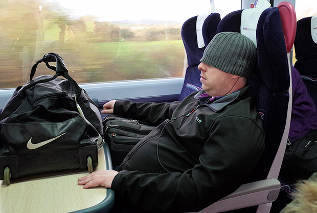 Photo of the day: hat down on the Cardiff train