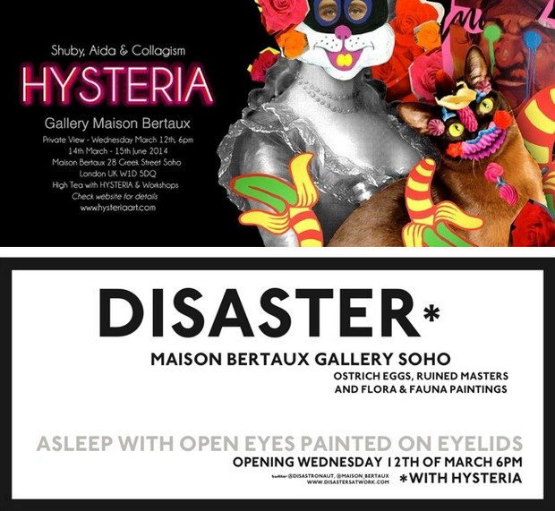 Hysteria & Disaster art show at Maison Bertaux, Soho, London