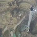 Video drone flies over the world's tallest building, the Burj Khalifa in Dubai