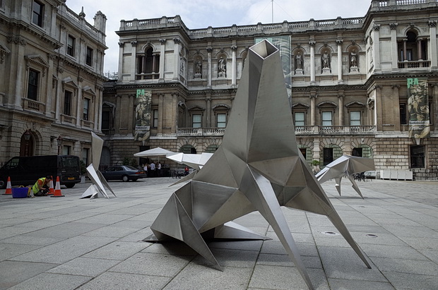Lynn Chadwick Steel Beasts sculptures at the Royal Academy courtyard, Piccadilly, London