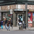 Shop fronts and street signs in Brooklyn and downtown Manhattan, New York