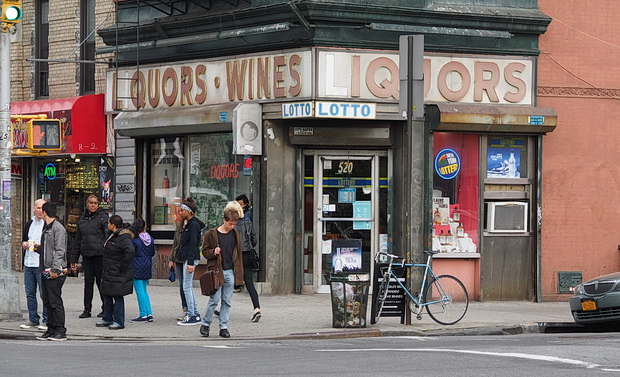 Shop fronts and street signs in Brooklyn and downtown Manhattan, New York