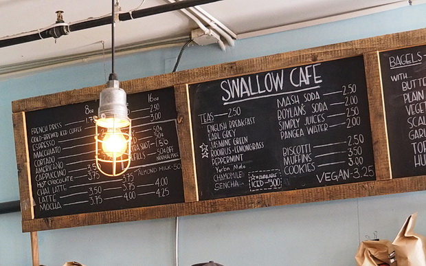 Swallow cafe in Brookyln serves up a tasty cream cheese bagel and coffee