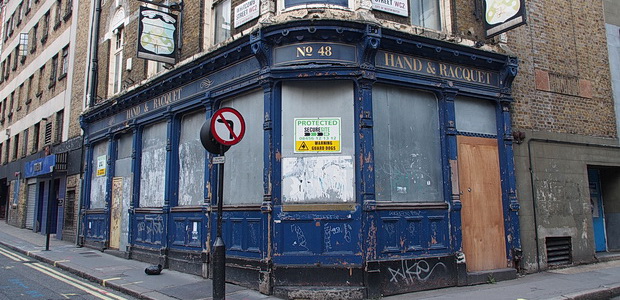 The Hand and Racquet pub in London disgracefully rots away, three years after the Free School was evicted.