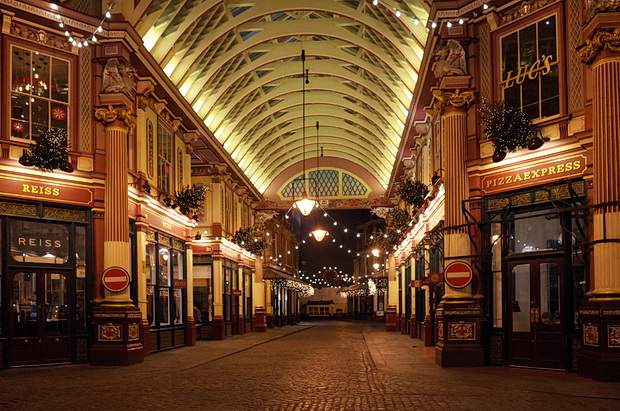 Christmas lights at London's delightful Leadenhall Market