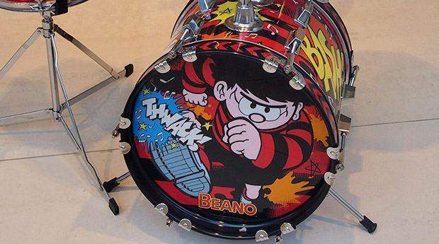 Bash! Thwack! It's a Dennis The Menace drum kit
