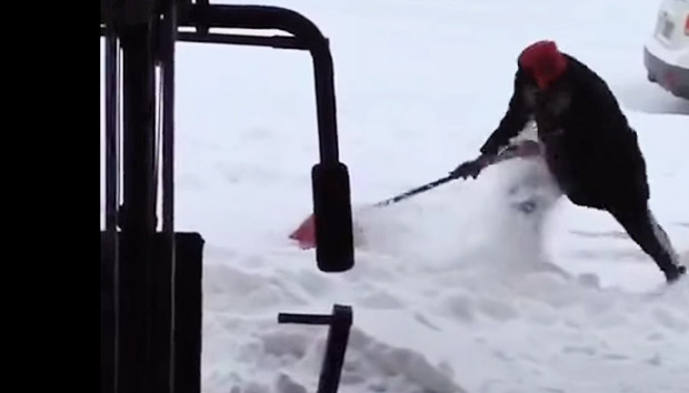 I can't take my eyes off this video of a man nearly falling over in the snow