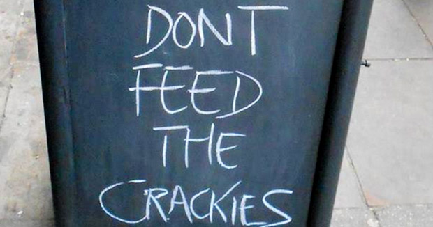 Brick Lane Coffee make total twats of themselves with Don't Feed The Crackies sign