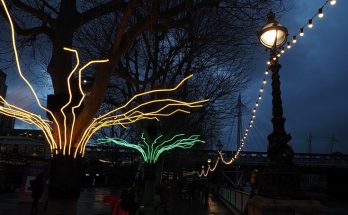 Neon art against a December sky: Winter Light at the Southbank Centre - in photos