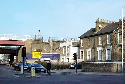 East Brixton railway station on the corner of Coldharbour Lane and Barrington Road, Brixton, London Dec 2003