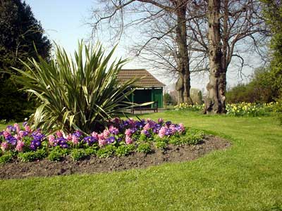 Flowers and shelter, Brockwell Park, Brixton